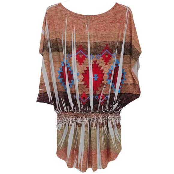 VTG Charming Charlie Womans size M Southwest Aztec Peplum Blouse USA Boho - Picture 4 of 8